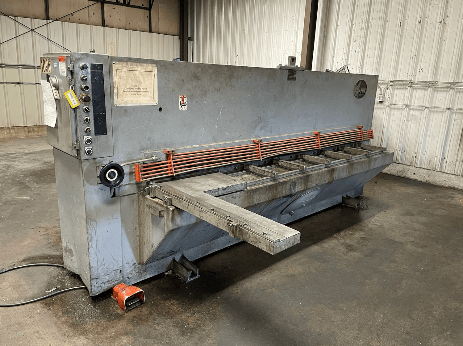 Used 10' x 1/4" Atlantic CostCutter Hydraulic Shear, Stock 1170 - Blackstone Machinery