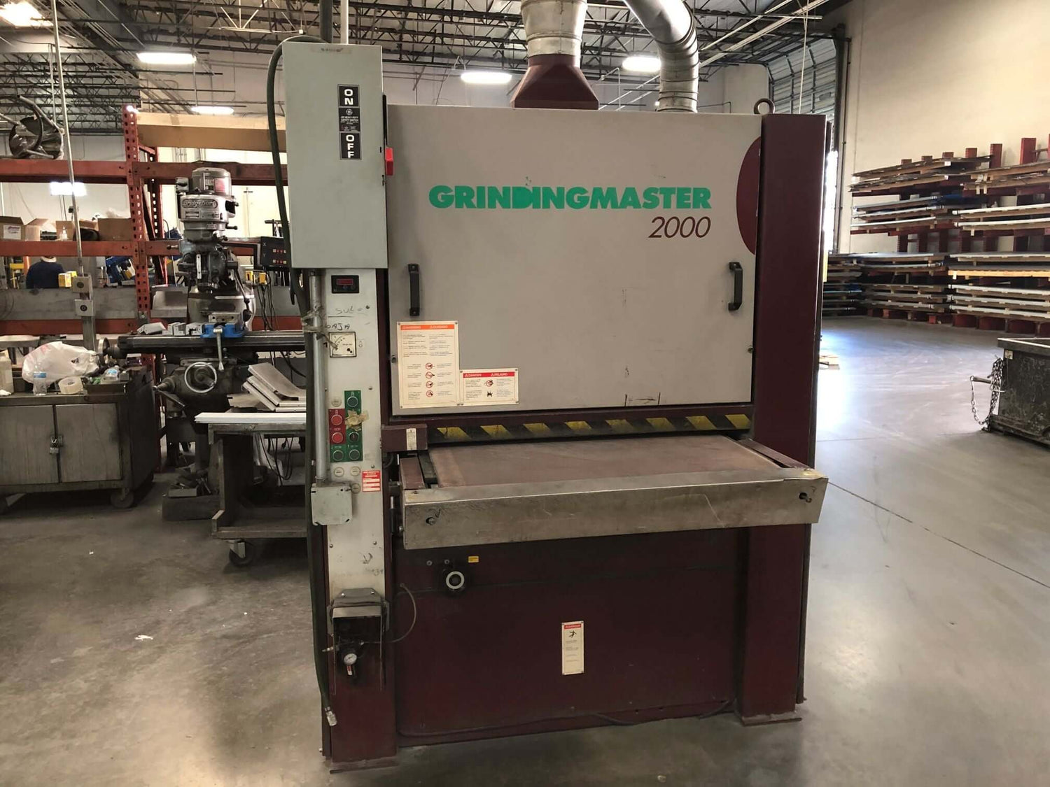 Used 36" Grindingmaster 2000 Single Head Belt Sander (Dry), Stock 1002 - Blackstone Machinery